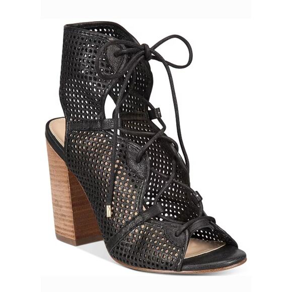 Aldo Alicya Perforated Lace Up Open Toe Block Heel Sandal, Size 8, EUC - Picture 1 of 11